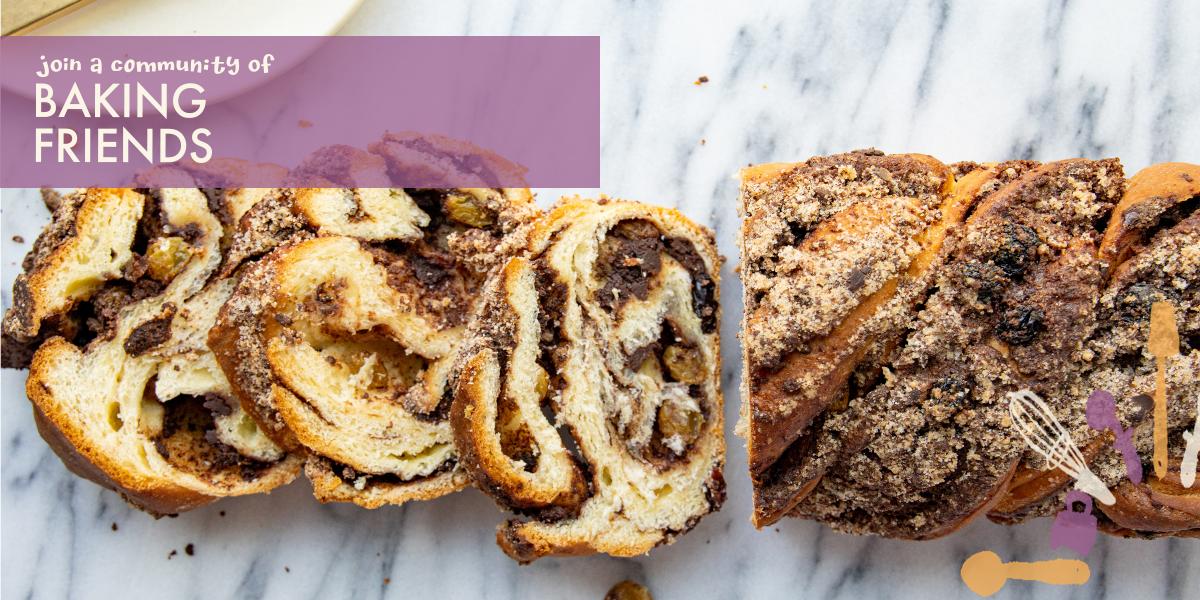 Babka Sliced Loaf on Marble Background Join a Community of Baking Friends